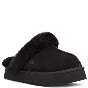 UGG® Disquette Suede Fur Platform Slides